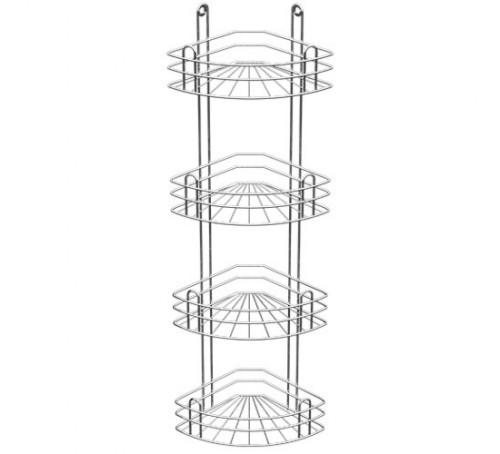 Soller Полка для ванной угловая 4-х ярусная радиальная глубокая хром зерк
