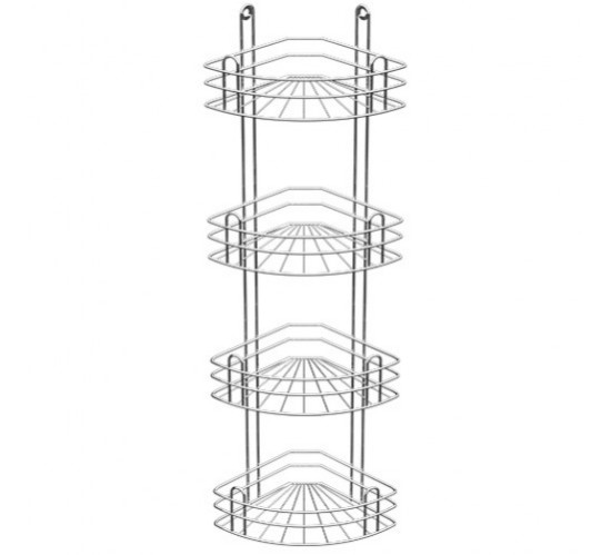 Soller Полка для ванной угловая 4-х ярусная радиальная глубокая хром зерк
