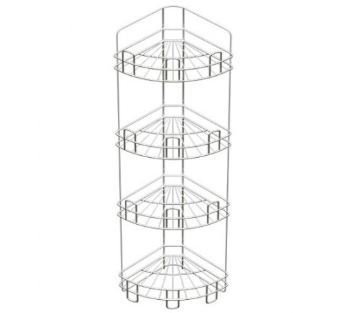Soller Полка для ванной угловая 4-х ярусная напольно-настенная хром зерк 2172595064212