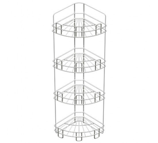 Soller Полка для ванной угловая 4-х ярусная напольно-настенная хром зерк 2172595064212