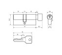 Стандарт Цилиндр механизм ZI70B-5K СР англ ключ/верт хром 4660041981261