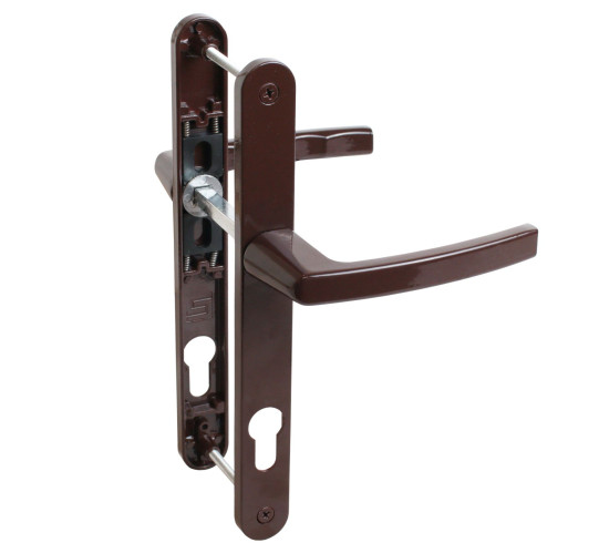 Булат РФ 85.25.02 8017 Урал коричн  с пруж. Ручка на планке для проф дверей 85мм 4680143710309