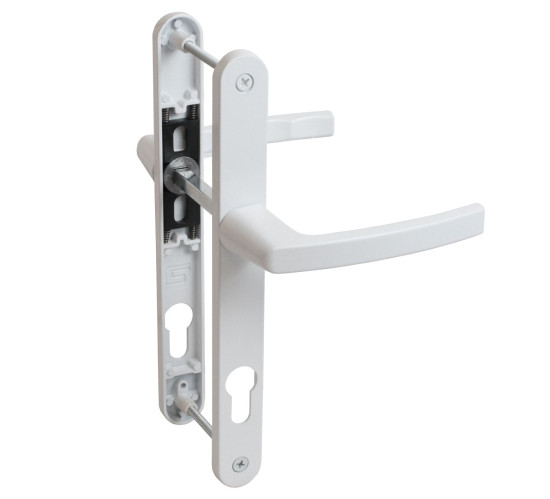 Булат РФ  85.25.02 Урал 9016 белая с пруж  Ручка на планке для проф дверей 85мм  46801437102