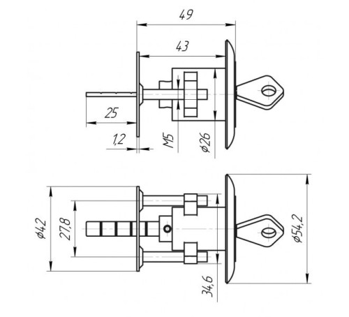 Цилиндрмеханизм МЦ-10-6 для накл замков ЗН2-6 дисковый 1023837300831