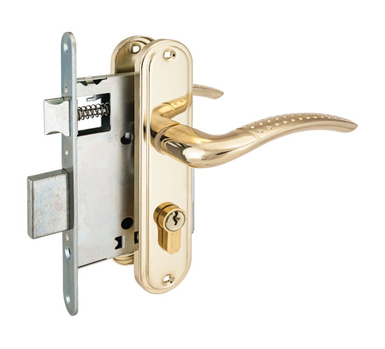 АЛЛЮР Замок врез 4-132 с руч GР латунь 4640001799686