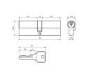Стандарт Цилиндр. механизм ZI90-5K (40*10*40) СР англ ключ/ключ хром 4670042051351