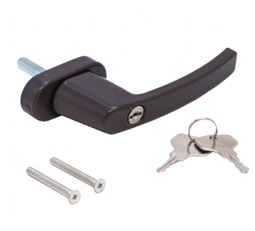 Ручка с ключом кнопка для пласт окон SWH 371 WH008  коричн